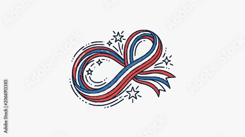 Colorful abstract infinity symbol with decorative elements.