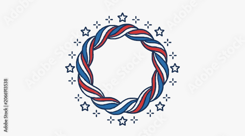 Colorful abstract ribbon with star pattern design element.