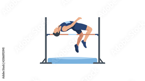 Tableau sur toile Athlete jumping over high jump bar, athletic competition, track and field sport