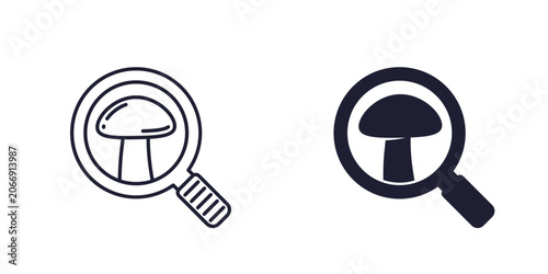 Konstfotografi mycology, study of fungi icon, line and solid design