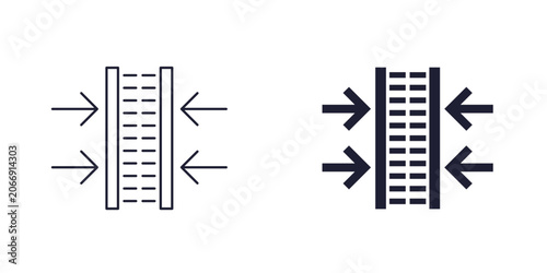 thick wall, thickness icon, line and solid design
