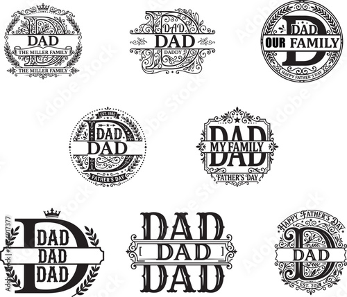 Dad Split Monogram Svg, Father's Day Svg