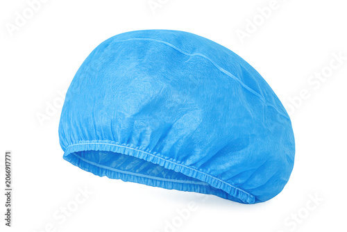 Blue disposable surgical bouffant cap