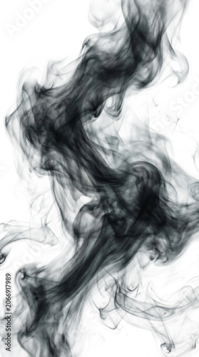 Blurred ominous dark spectral smoke swirling dynamically like an ethereal entity isolated on transparent background.