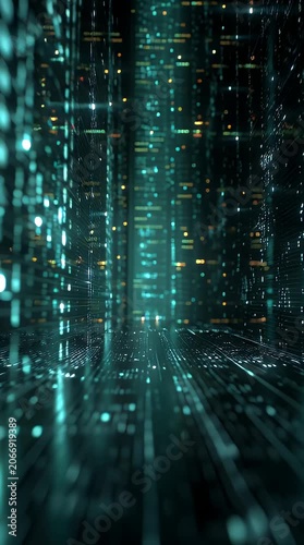 Futuristic abstract binary code digital data stream background design