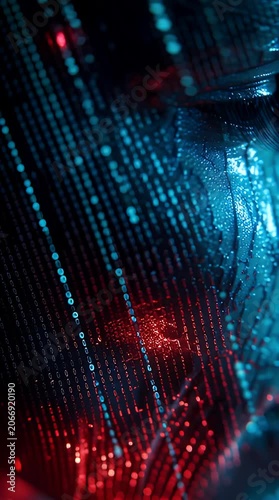 Abstract digital technology background with fiber optic lights and glowing light spots