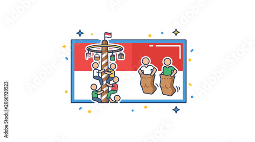 Indonesian Independence Day Celebration: Panjat Pinang & Sack Race Fun