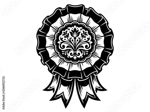 Intricate black and white mandala design illustration.