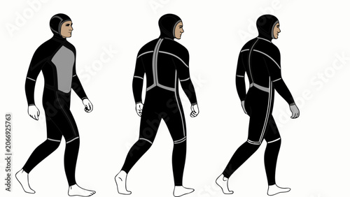 Foto Scuba diver walking in wetsuit
