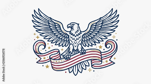Foto Elegant black and white eagle head illustration design.