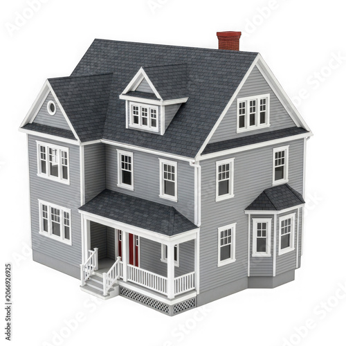 Detailed Model of a Classic American Suburban House.