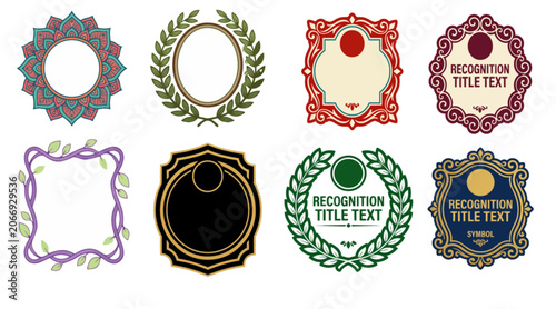Vintage Award Frames and Recognition Badge Templates Collection with Decorative Borders