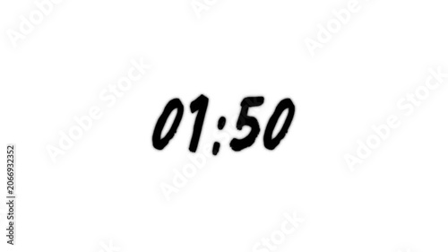 2 Minute countdown animation on black background. 2 minute timer on stopwatch on white background.4k video
