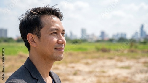 Developer Standing On Empty Land Plot