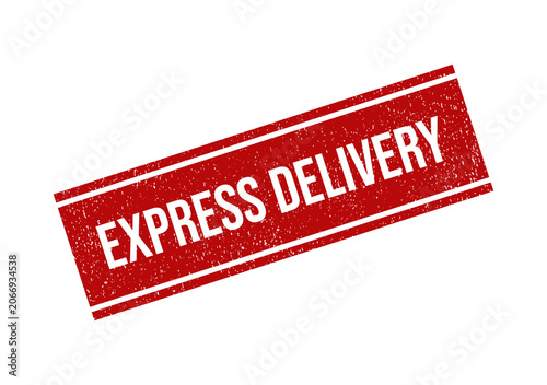 Red grunge rubber stamp with the text express delivery for shipping