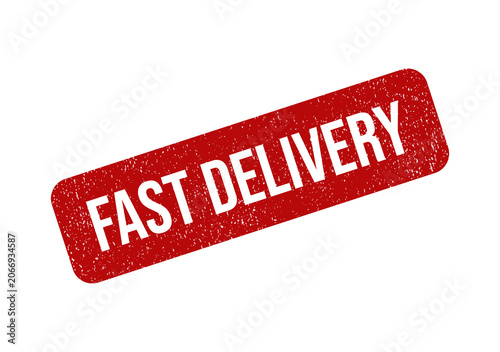 Red grunge rubber stamp with the text fast delivery for business