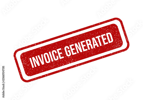 Red grunge rubber stamp with the text invoice generated on paper