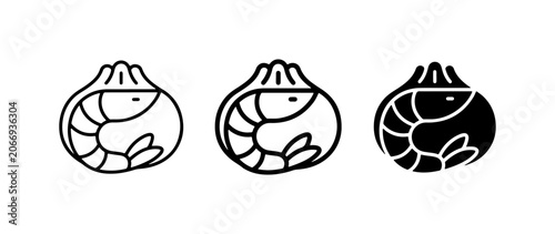 Quadro su tela Shrimp Dumpling Icons, Dim Sum Vector Graphics, Asian Food Symbols, Chinese Cuis