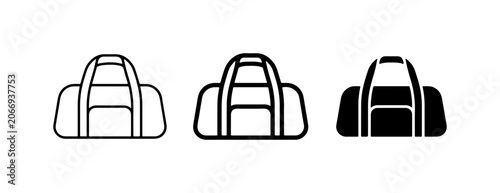 Photos Duffel Bag Icons, Gym Bag Set, Travel Luggage Vector Graphics