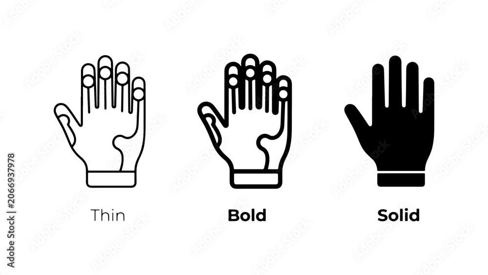Fototapeta premium Hand Icons Set: Thin, Bold, Solid Styles, Vector Graphics for Web and App Design