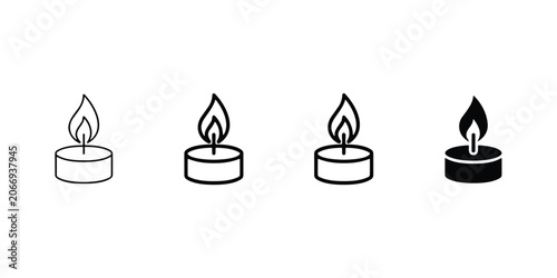Tableau sur toile Set of four tea light candle with varying line thickness and fill