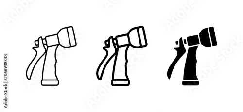 Bild auf Leinwand Garden Hose Nozzle Icons, Spray Gun Vector Set, Watering Tool Graphics