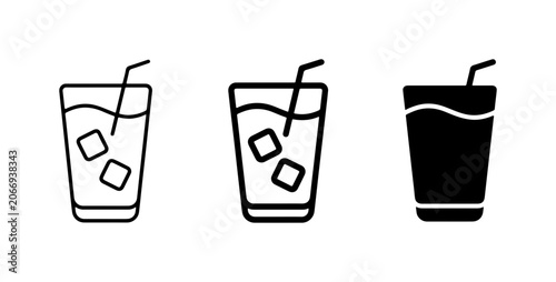 Tableau sur toile Refreshing Drink Icons, Cold Beverage Vector Graphics, Summer Refreshment Symbol