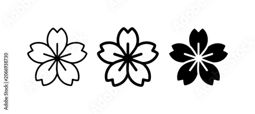 Cherry Blossom Icons, Simple Flower Vector Graphics, Spring Floral Symbols