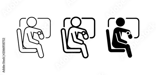 Cuadro en lienzo Person Sitting, Checking Smartwatch, Travel Icons, Transportation, Technology Co