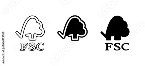 FSC Certified Forest Products, Sustainable Wood Labels, Eco-Friendly Tree Icons