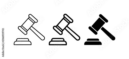 Gavel Icons, Justice Symbol, Legal Auction Hammer, Law Judgment Symbol, Court Decision Icon