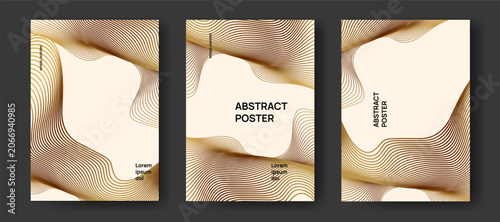 Luxury abstract poster template collection with layered paper cut shapes and elegant beige premium background design vector illustration