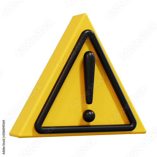 Yellow warning triangle with exclamation mark, safety alert symbol, caution sign