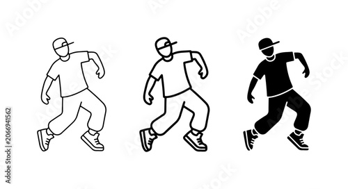 Foto Hip Hop Dancer Icons, Breakdancer Silhouette, Urban Movement Vector Graphics