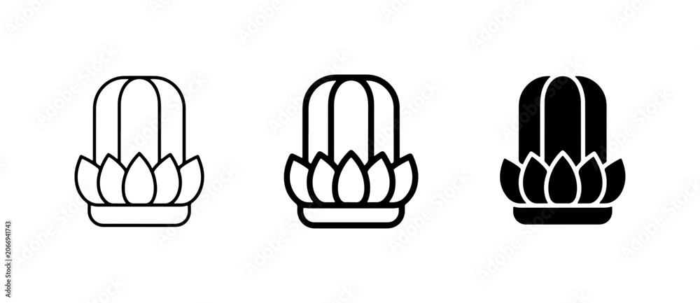 Fototapeta premium Cactus Icons Set, Desert Plant Graphics, Succulent Vector Art, Minimalist Botanical Illustrations