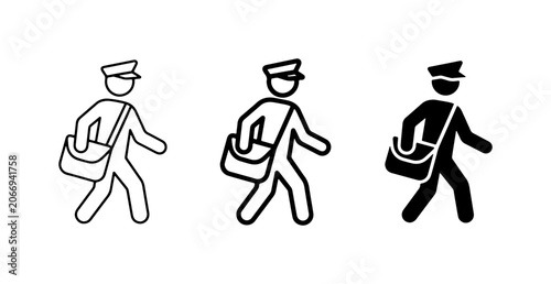 Schilderij op canvas Mail Carrier Icons, Postman Silhouette, Delivery Person Vector Set, Postal Servi