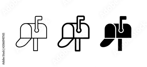 Принти на полотні Mailbox Icons Set: Classic American Postbox, Outline, Silhouette, Communication