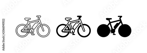 Electric Bicycle Icons, Vector Set: Outline, Line Art, Silhouette, Transportation