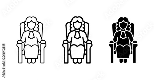 Tableau sur toile Judge Icons, Courtroom Justice Symbol, Legal Authority Vector Set, Law and Order