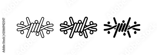 Tableau sur toile Barbed Wire Icons, Sharp Wire Symbols, Security Fence Elements, Danger Warning G