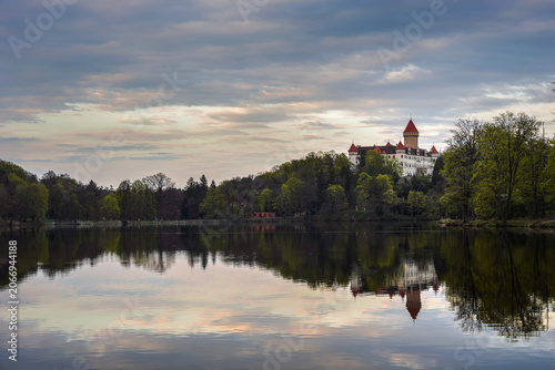 Scenic Reflection of Konopiště Castle in a Peaceful Lake, Czech Republic