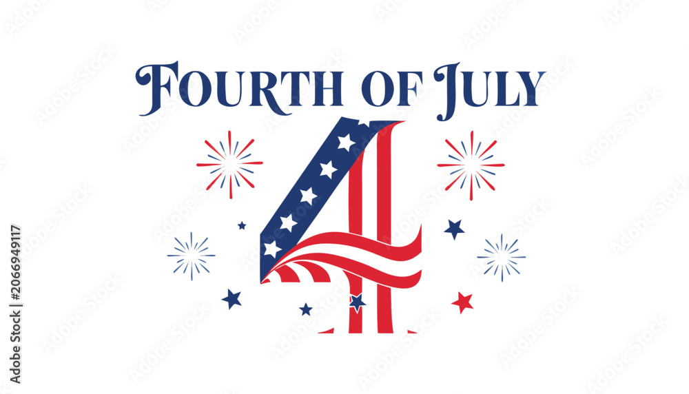 Obraz premium Decorative fourth of july graphic featuring a large patriotic number