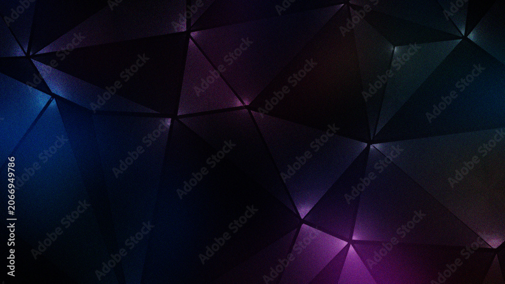 Obraz premium Dark abstract geometric background with purple and blue light