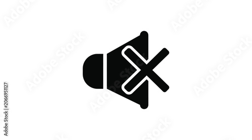 Foto Muted speaker icon with crossed lines flat black silhouette