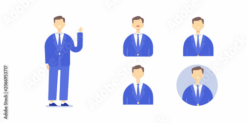Fotografi Businessman character set flat vector illustration on white background