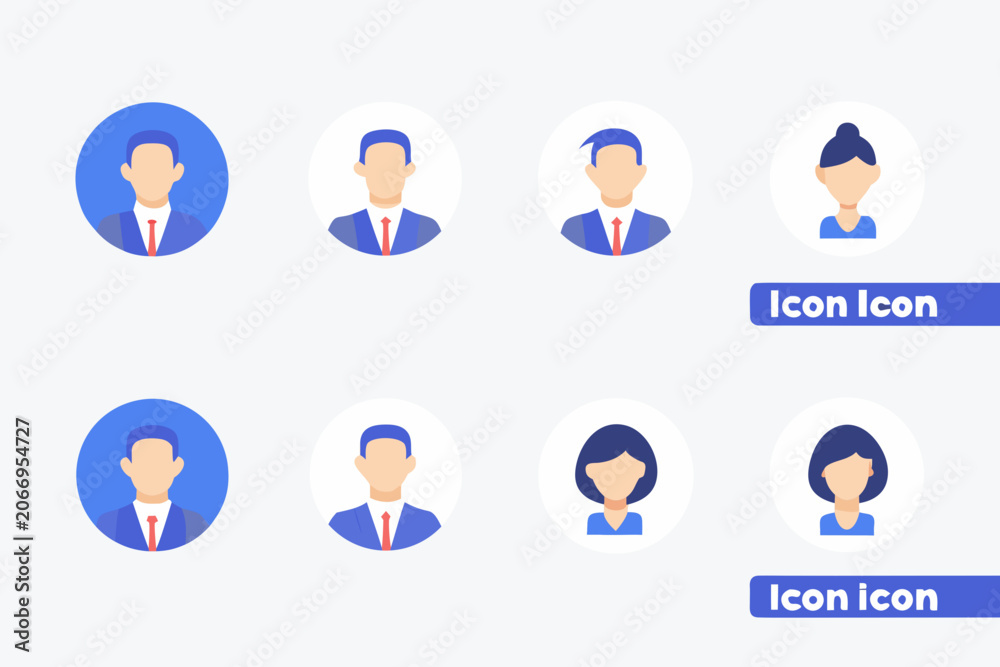 Fototapeta premium Avatar Icons Set Flat Style With Circular Backgrounds