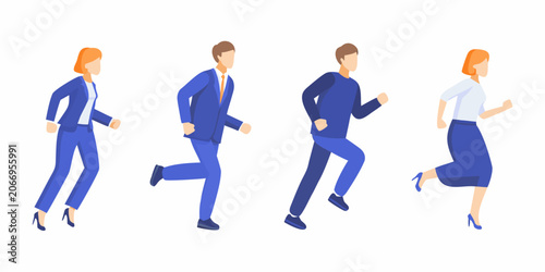 Running people illustration flat vector style on a white background