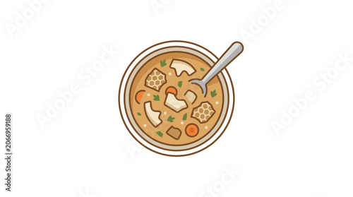 Canvastavla Hearty Stew Bowl with Spoon, Delicious Home-Cooked Meal