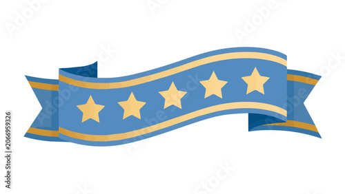 Decorative Ribbon with Stars for Celebration and Awards.