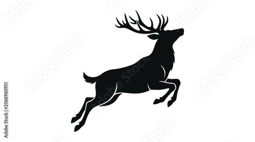Fotografía Leaping deer silhouette against a white background graphic illustration